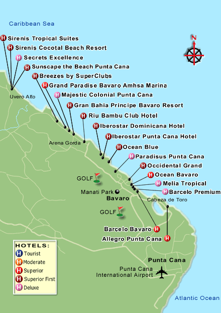 Punta Cana Resort Map. Go from Dominican Republic 