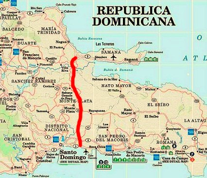 map santo domingo samana highway